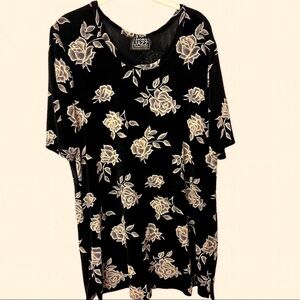More Jazz - A Chorus Line Company Women’s Cream Roses on Black 2XL Tunic Top